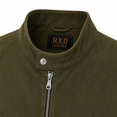 Men's Suede Leather Cafe Racer Jacket Modern Biker Style Jacket Coats - RXD Leather 00507