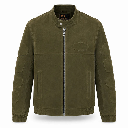 Men's Suede Leather Cafe Racer Jacket Modern Biker Style Jacket Coats - RXD Leather 00507 2000