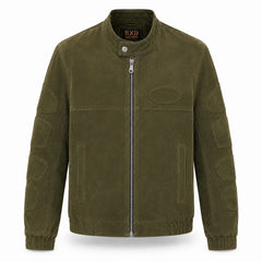 Men's Suede Leather Cafe Racer Jacket Modern Biker Style Jacket Coats - RXD Leather 00507