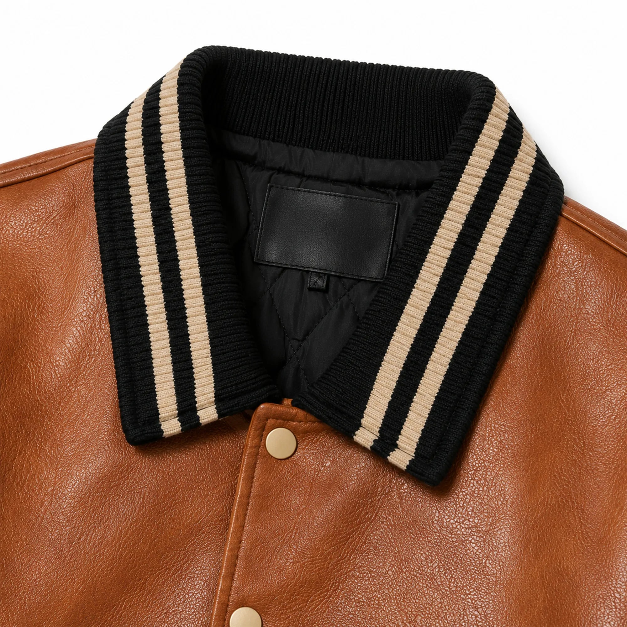 Mens Two Tone Leather Letterman Bomber Jacket Oversized Style - RXD Leather 00463