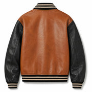 Men's two-tone bomber jacket with sleeve patches – RXD Leather