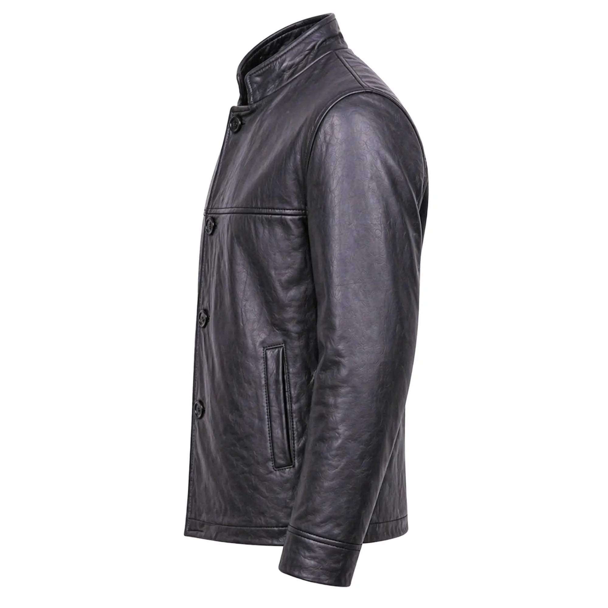 Men's brown 4 button leather jacket back – RXD Leather