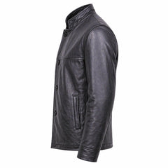 Men's brown 4 button leather jacket back – RXD Leather
