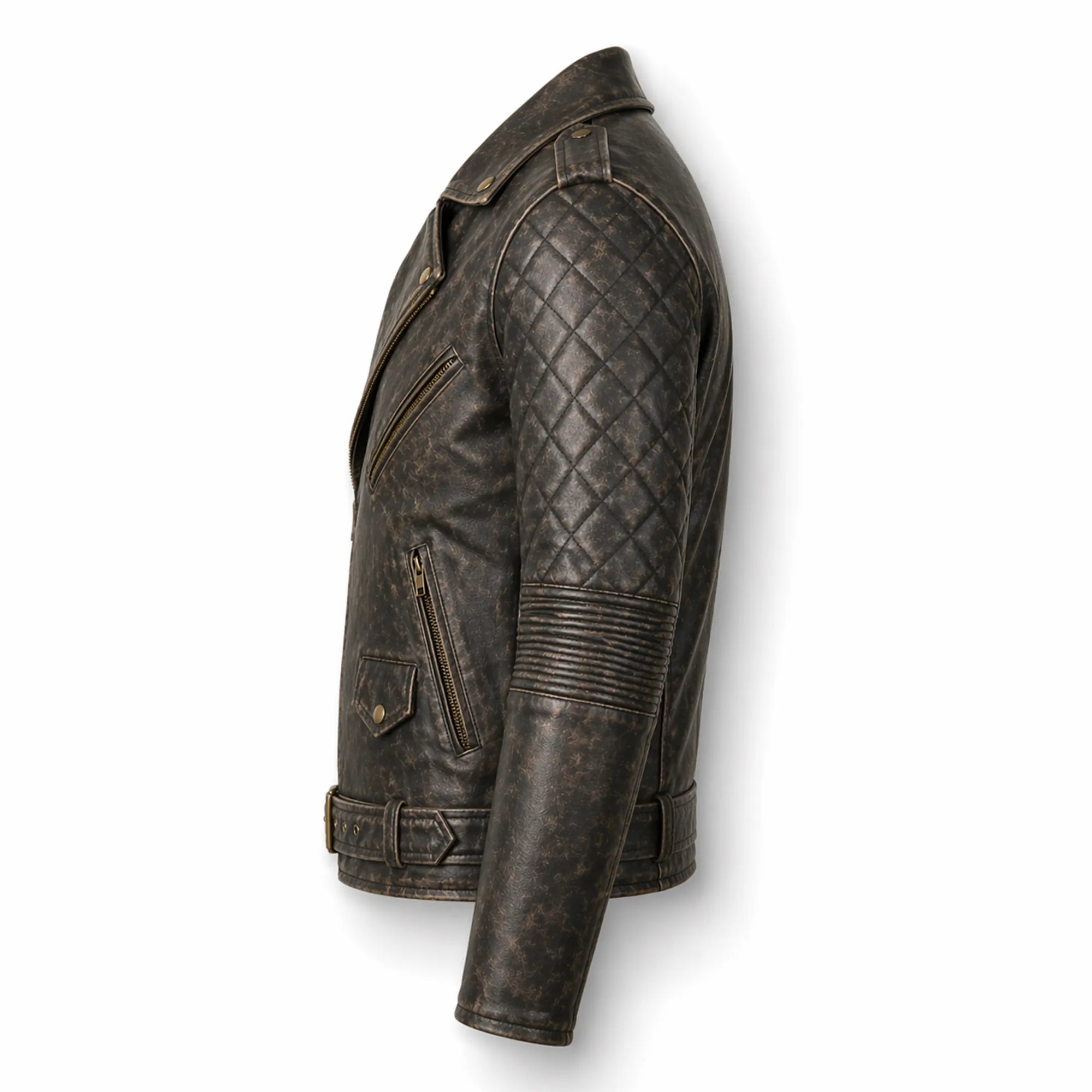 Men's distressed brown biker jacket back – RXD Leather