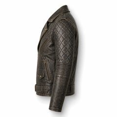 Men's distressed brown biker jacket back – RXD Leather