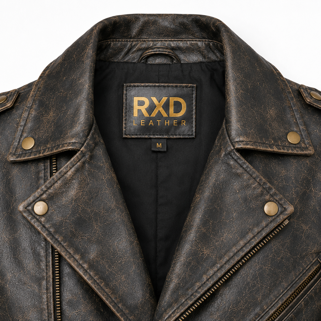 Men's distressed brown biker jacket styled – RXD Leather