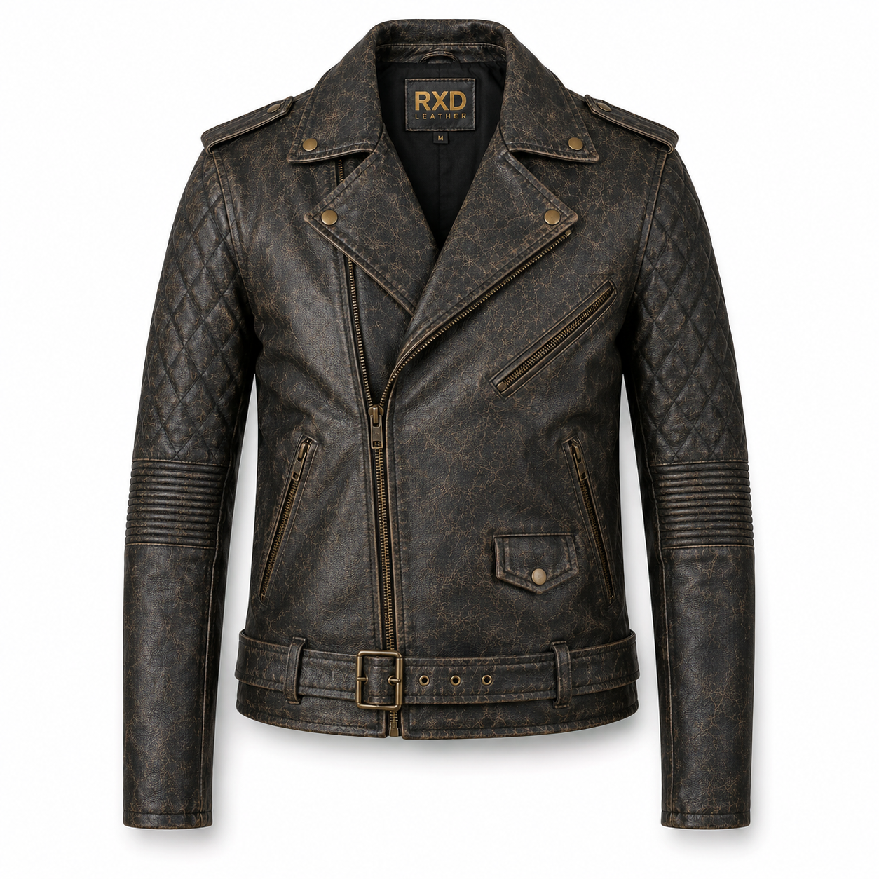 Men's distressed brown goatskin biker jacket – RXD Leather