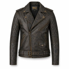Men's distressed brown goatskin biker jacket – RXD Leather