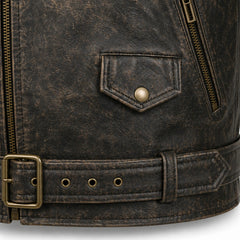 Men's brown biker jacket with zip pockets – RXD Leather