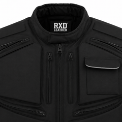 Men's black grey aviator flight jacket back – RXD Leather