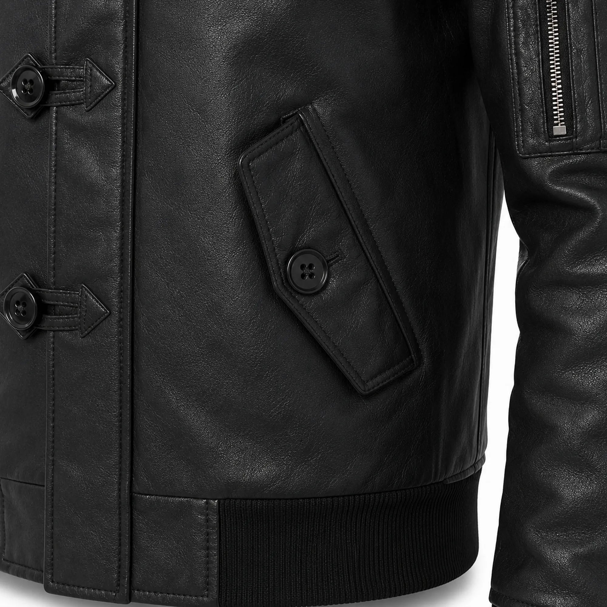 Men's black fur hooded bomber jacket styled – RXD Leather