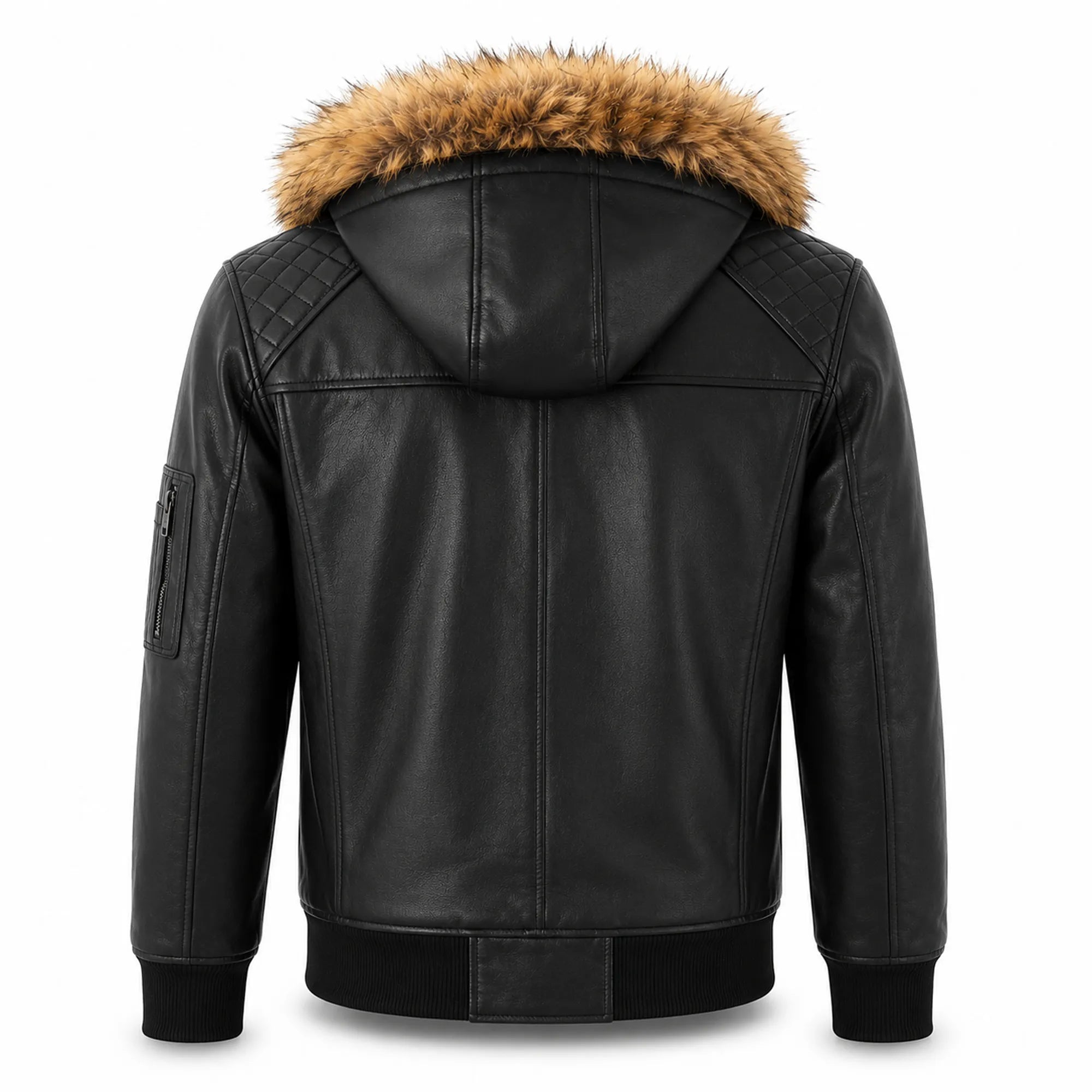 Men's black leather bomber with quilted lining – RXD Leather