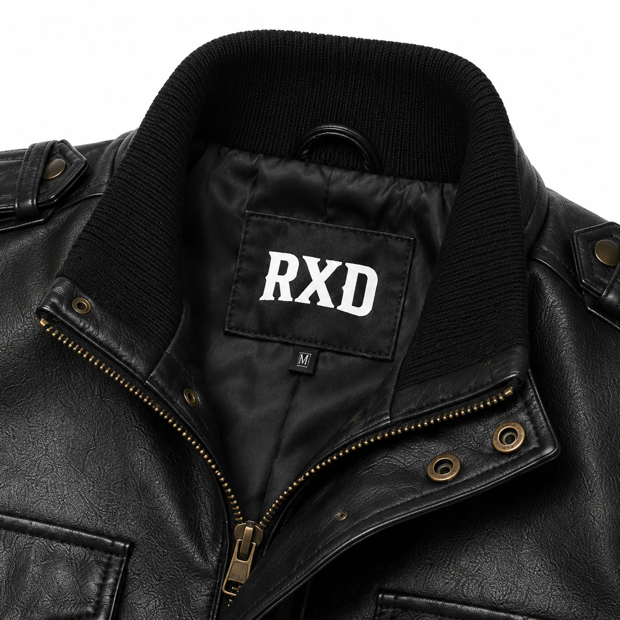 Men's black leather bomber jacket styled – RXD Leather