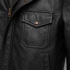 Men's black ribbed bomber jacket back – RXD Leather