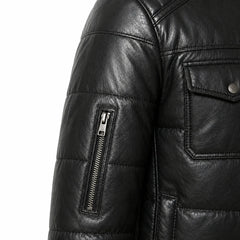 Men's black quilted winter puffer jacket – RXD Leather