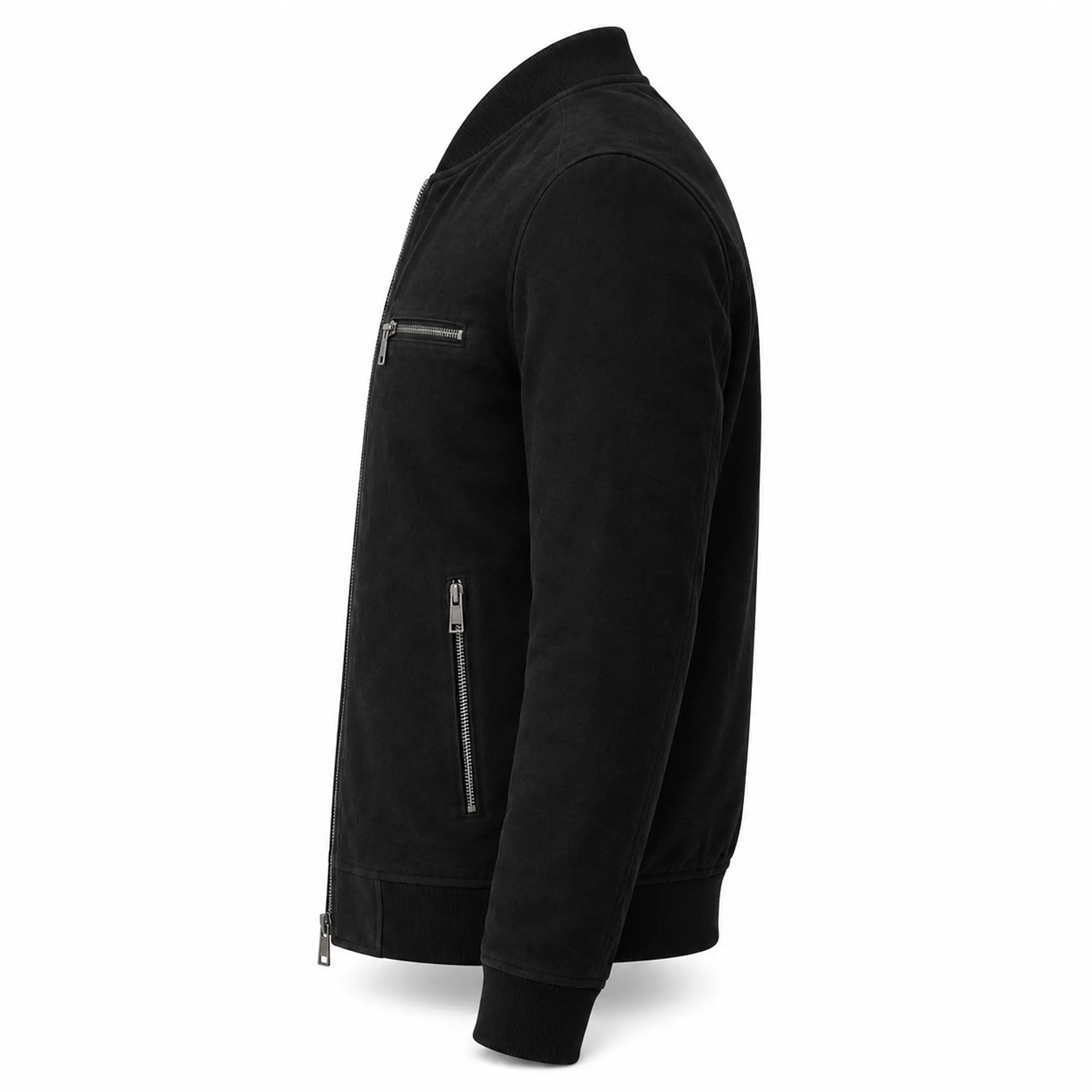 Men's black suede biker jacket with quilted lining – RXD Leather