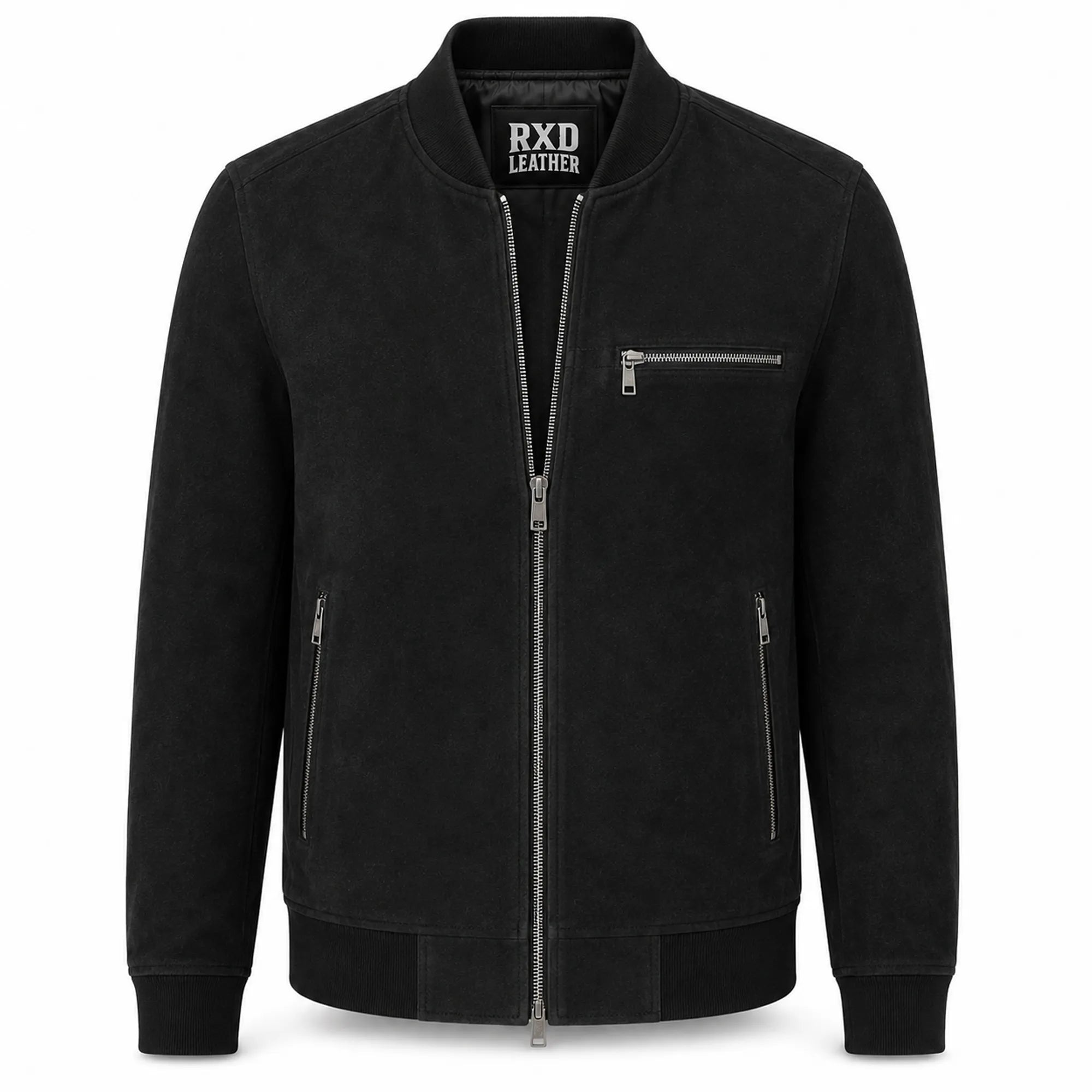 Men's black suede leather bomber jacket – RXD Leather