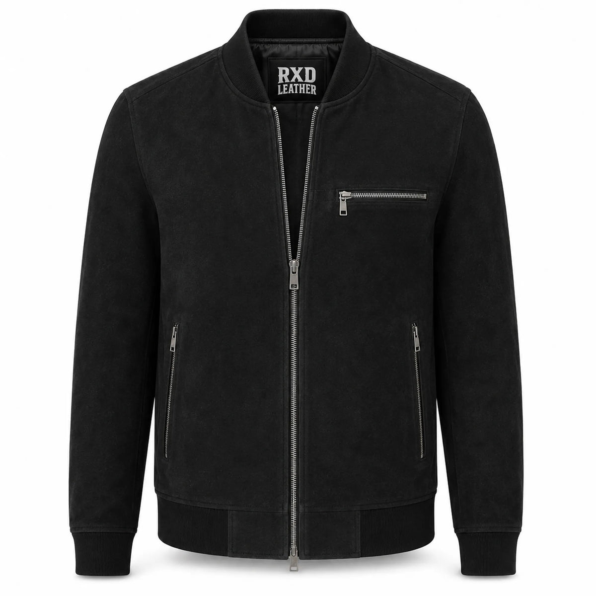 Men's black suede leather bomber jacket – RXD Leather