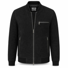 Men's black suede leather bomber jacket – RXD Leather
