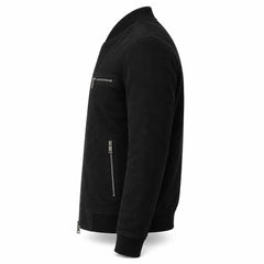 Men's black suede biker jacket with quilted lining – RXD Leather