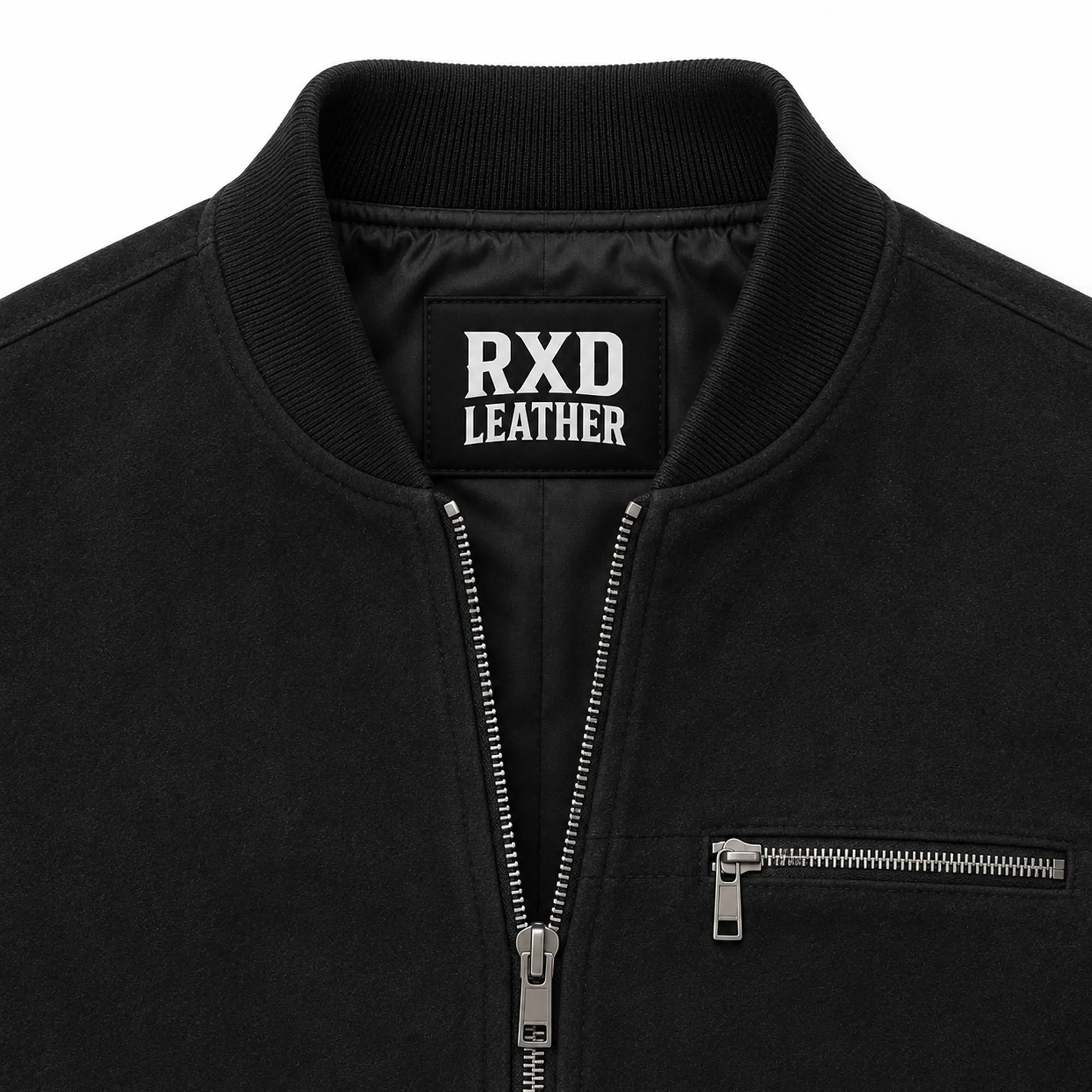 Men's black suede bomber jacket with ribbed cuffs – RXD Leather