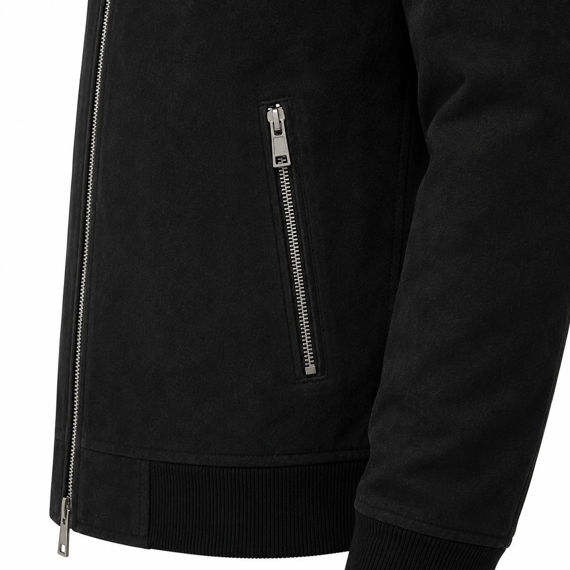 Men's black suede bomber jacket styled – RXD Leather
