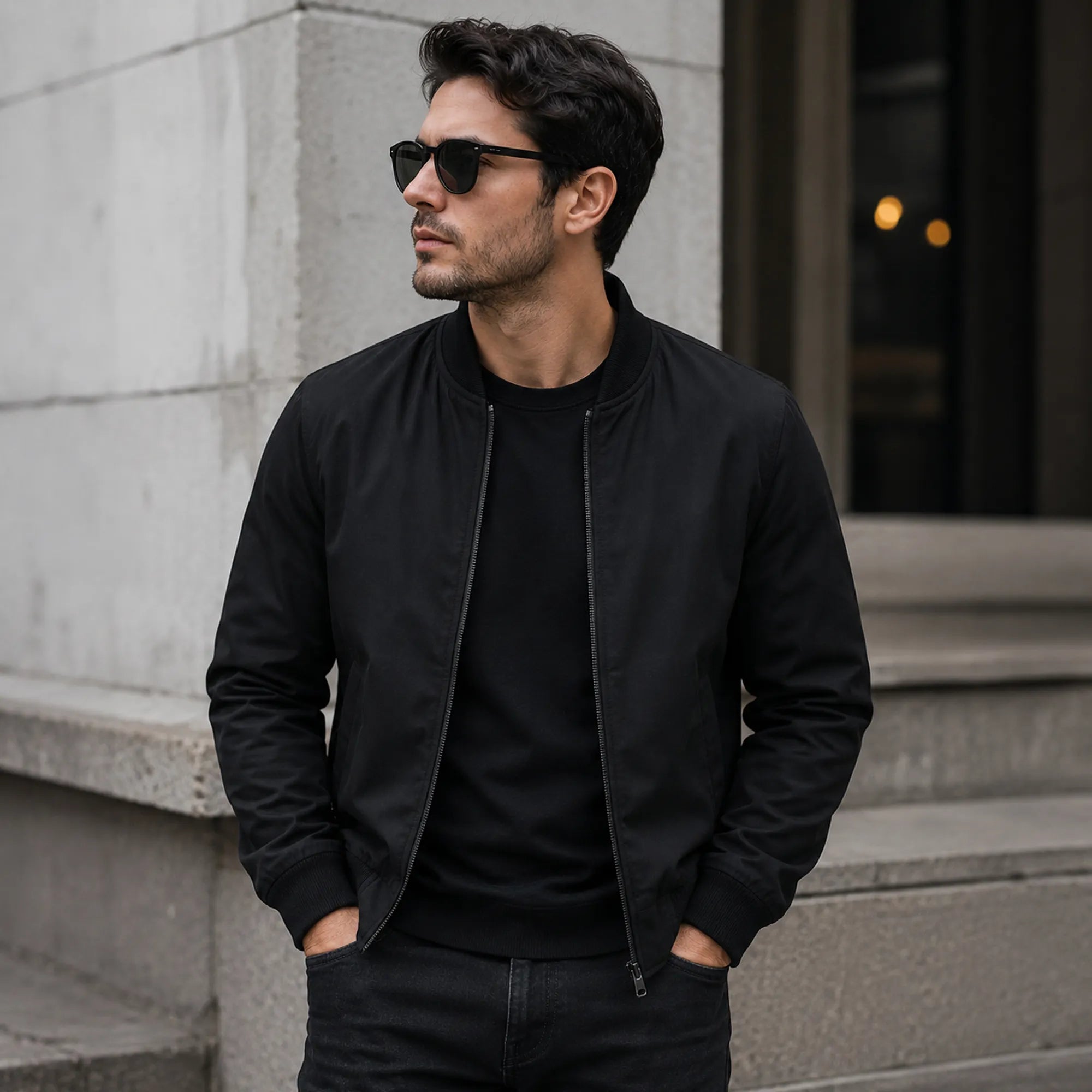 Men's black suede bomber with zip closure – RXD Leather