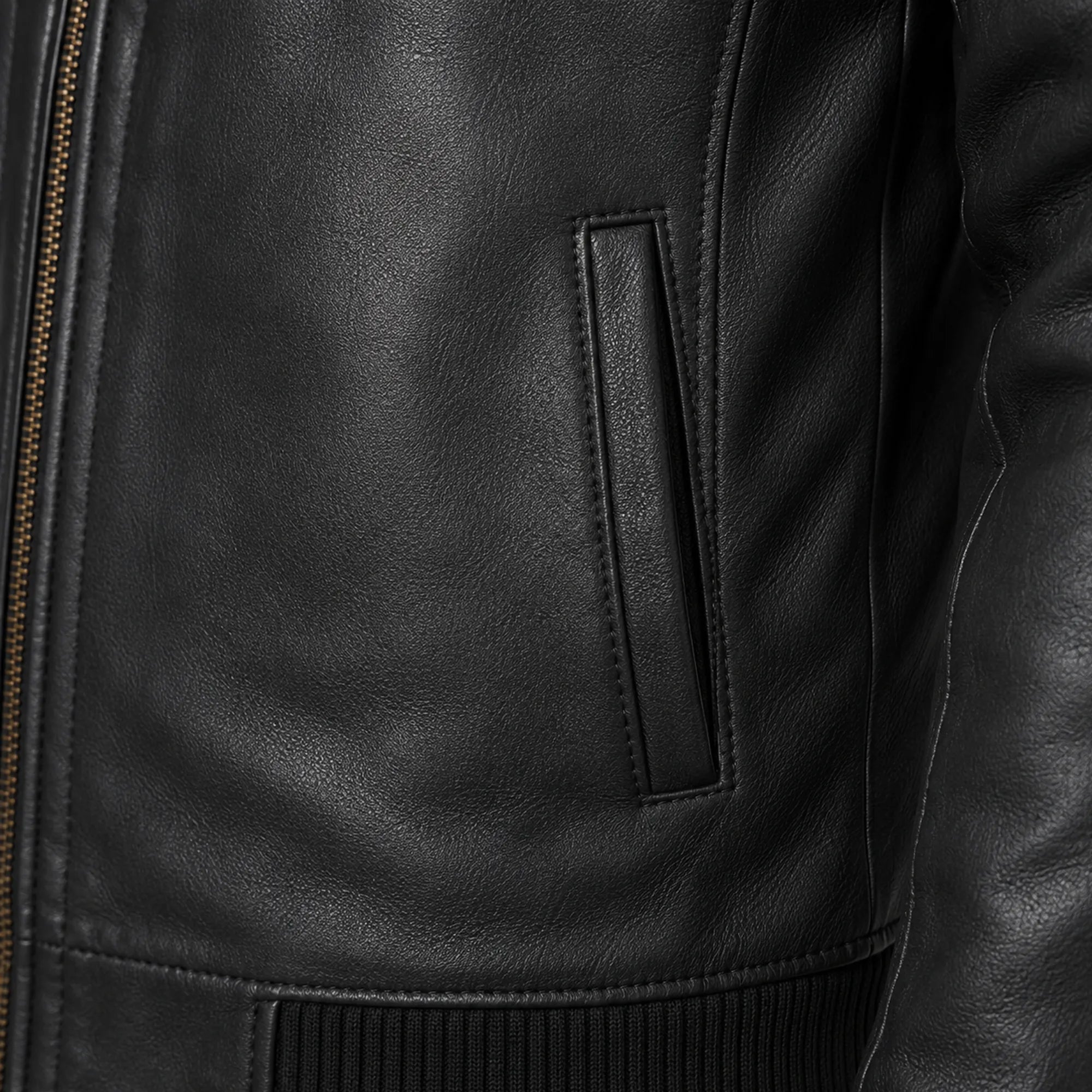 Men's black leather bomber jacket with zip – RXD Leather
