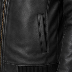 Men's black leather bomber jacket with zip – RXD Leather