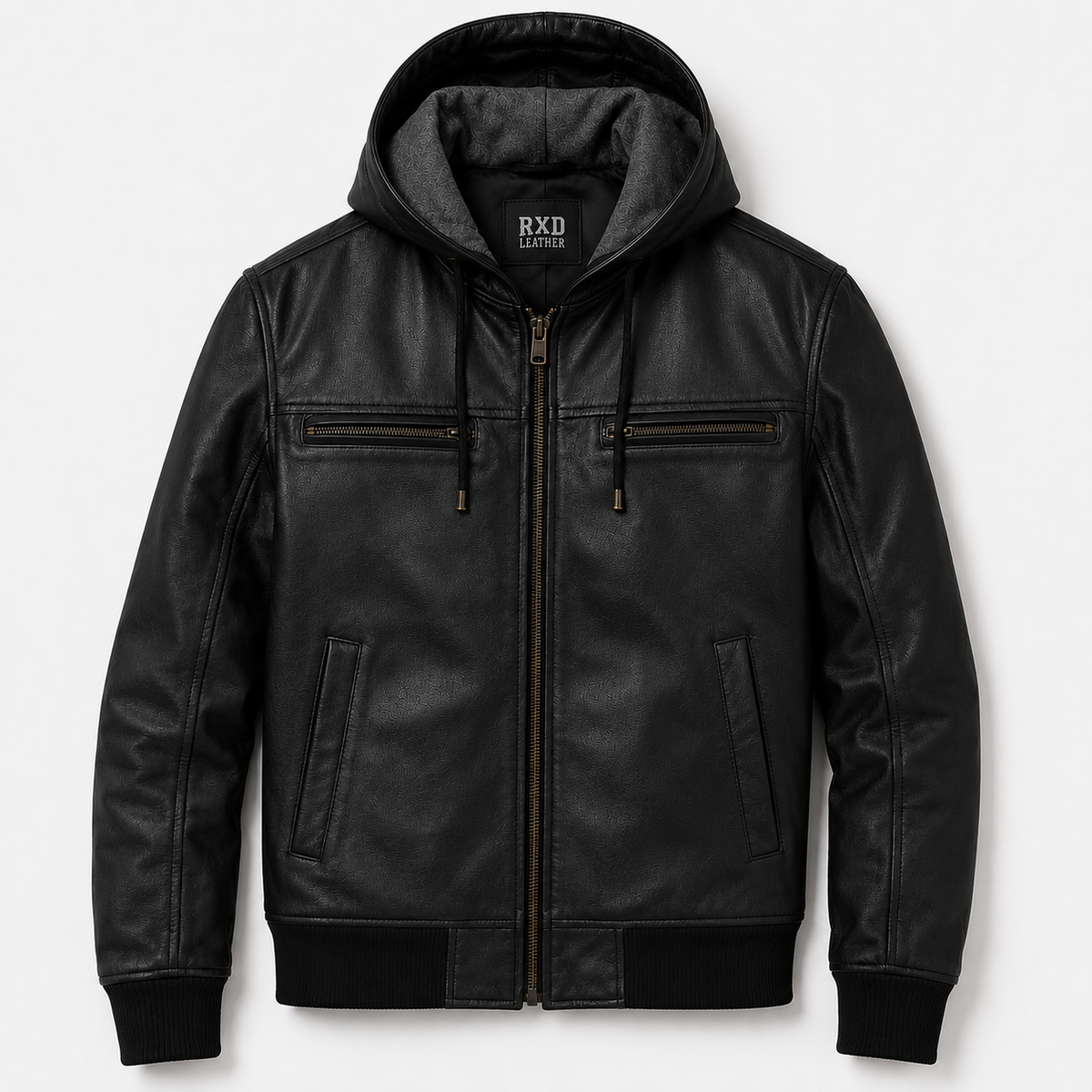Men's black sheepskin hooded leather bomber jacket – RXD Leather