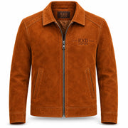 Men's brown goatskin suede leather shirt collar jacket – RXD Leather