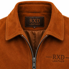 Men's brown goatskin suede jacket styled – RXD Leather