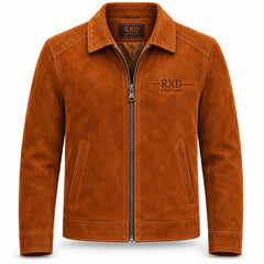 Men's brown goatskin suede leather shirt collar jacket – RXD Leather