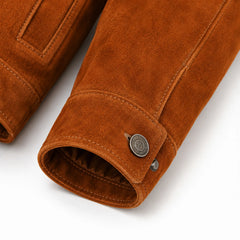 Men's brown suede jacket back – RXD Leather
