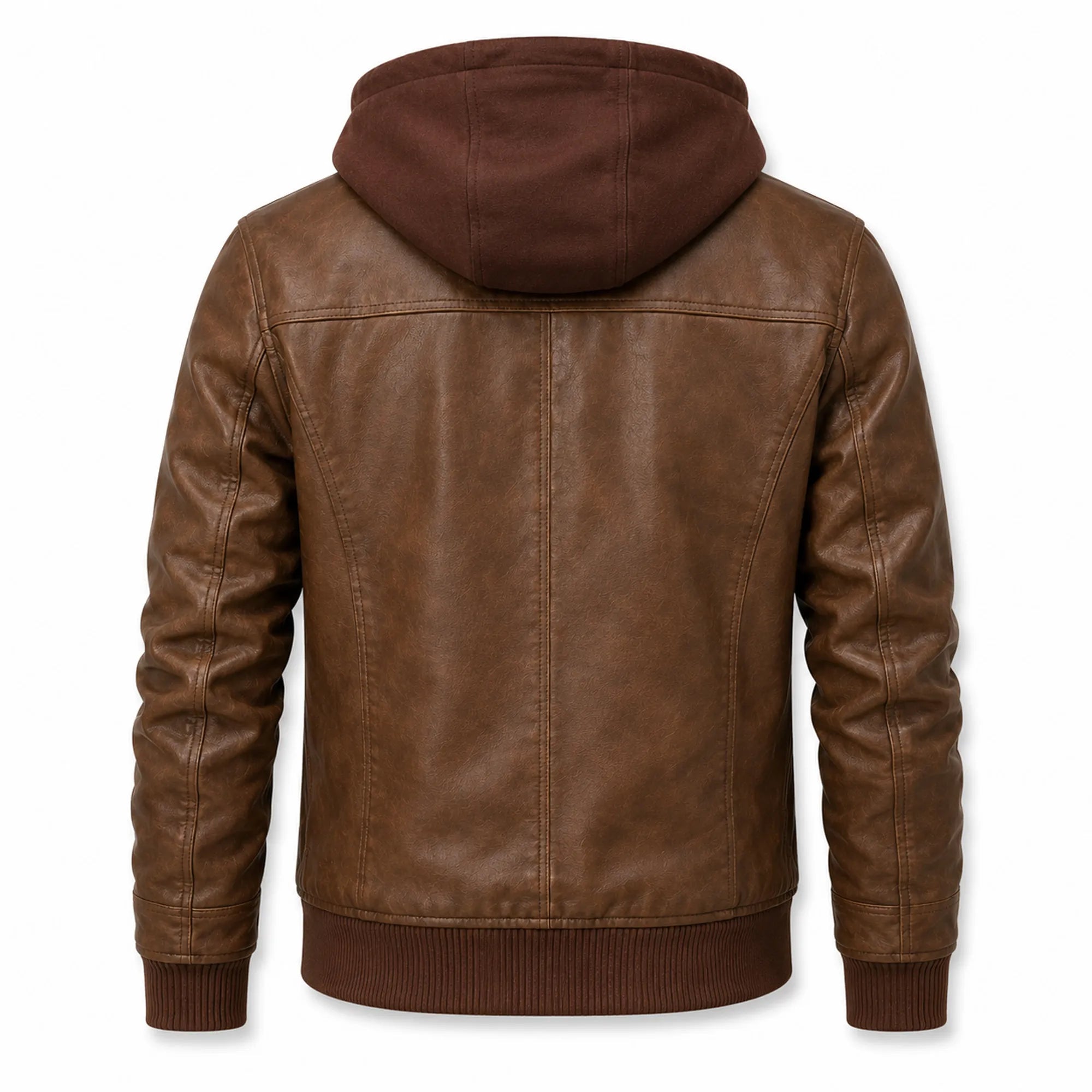 Men's brown leather biker jacket with zip – RXD Leather