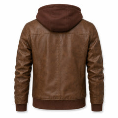 Men's brown leather biker jacket with zip – RXD Leather
