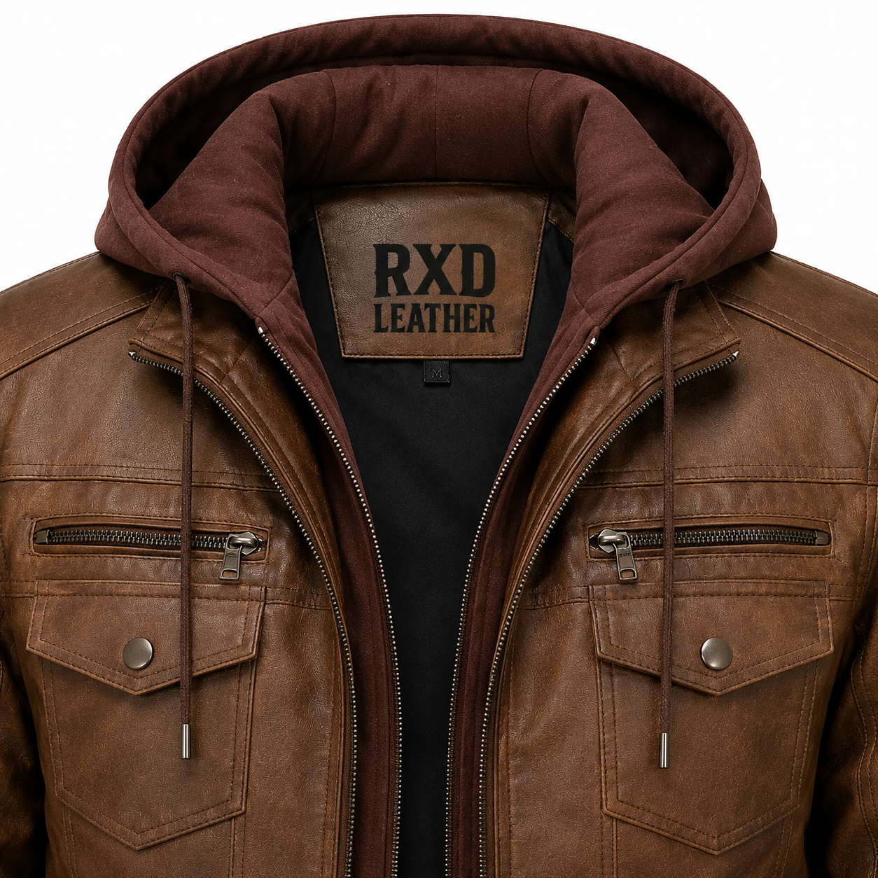 Men's brown hooded moto jacket styled – RXD Leather