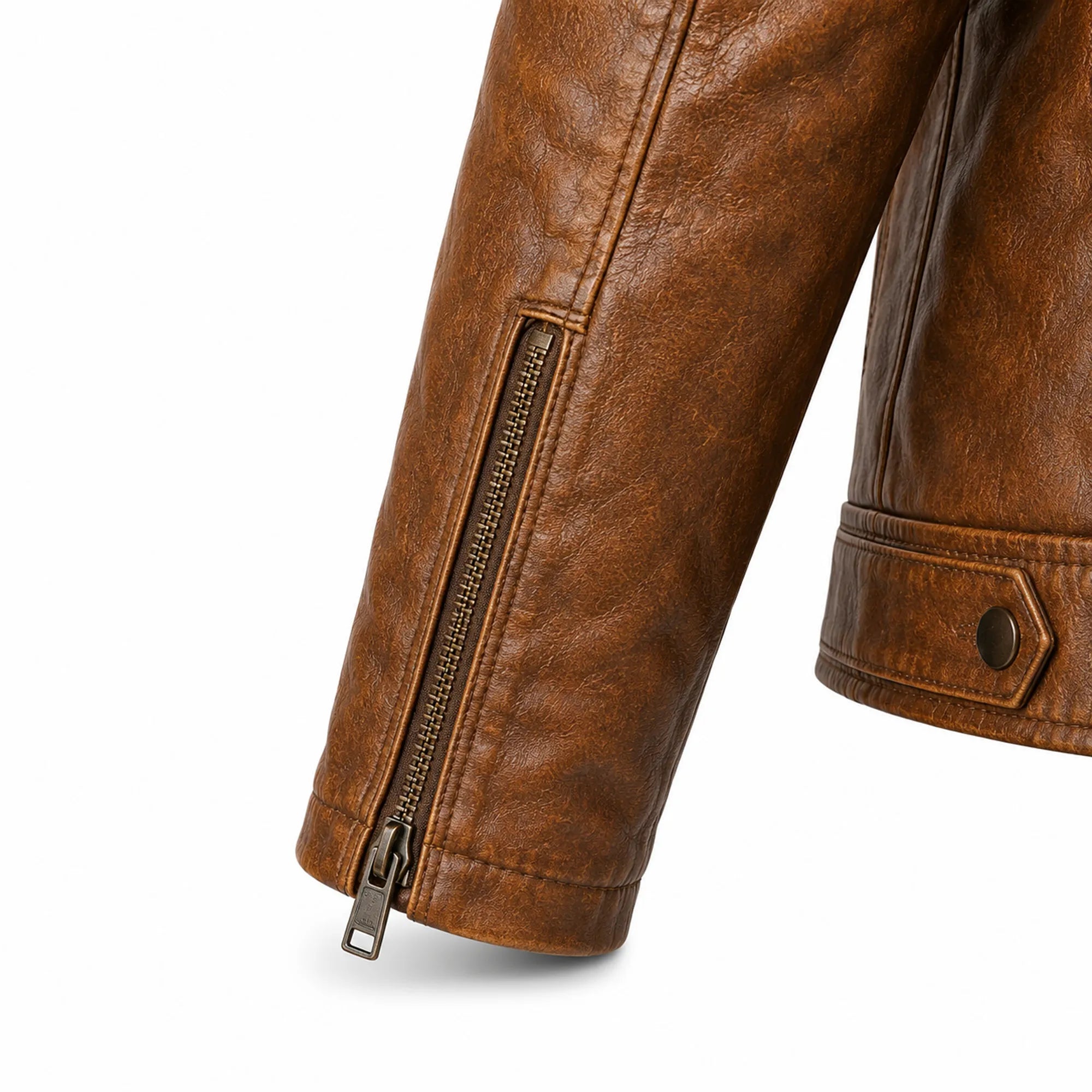 Men's Brown Leather Shearling Hooded Vintage Jacket Winter Coat Style- RXD Leather Jacket 00488