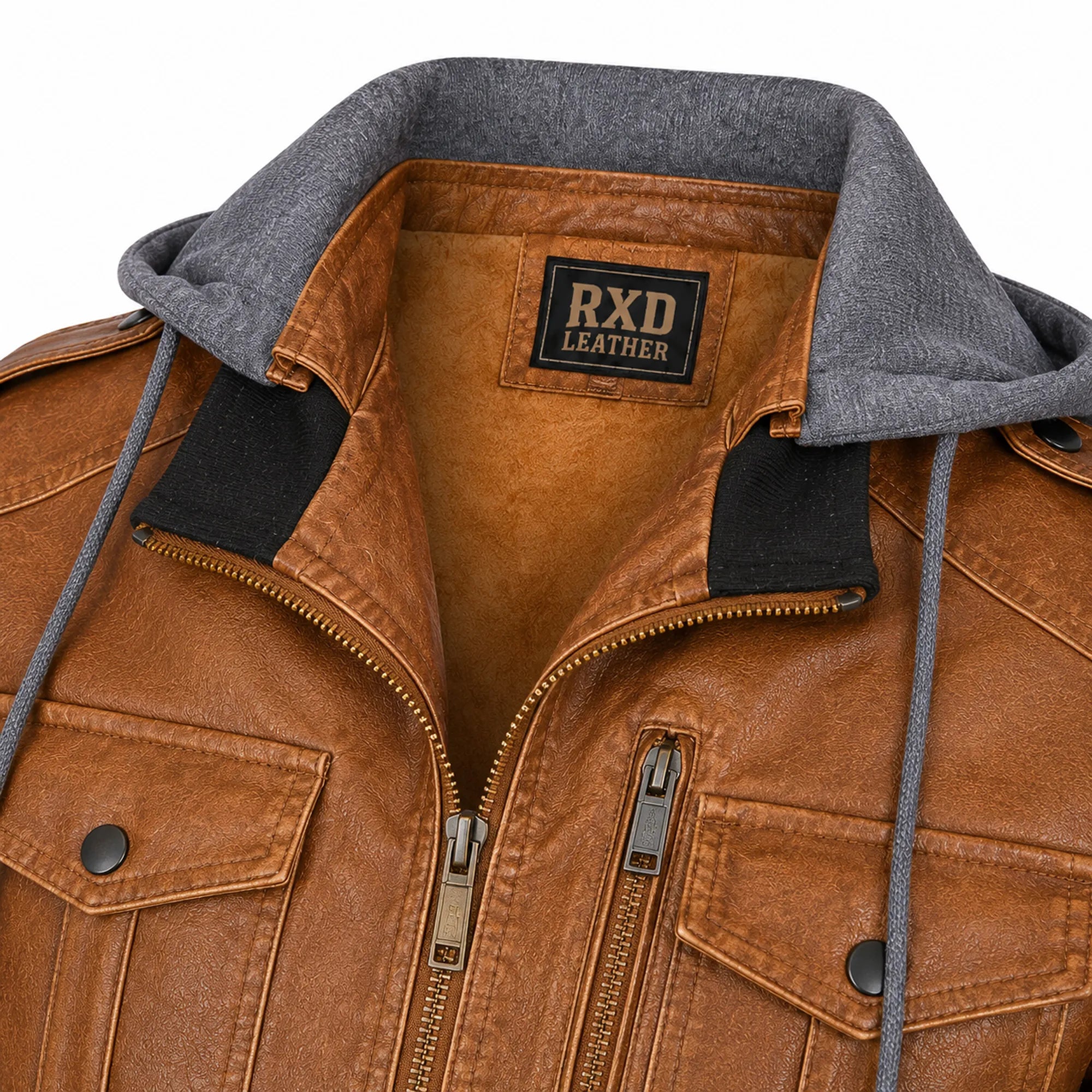 Men's brown vintage biker jacket with zipper cuffs – RXD Leather