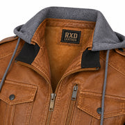 Men's brown vintage biker jacket with zipper cuffs – RXD Leather