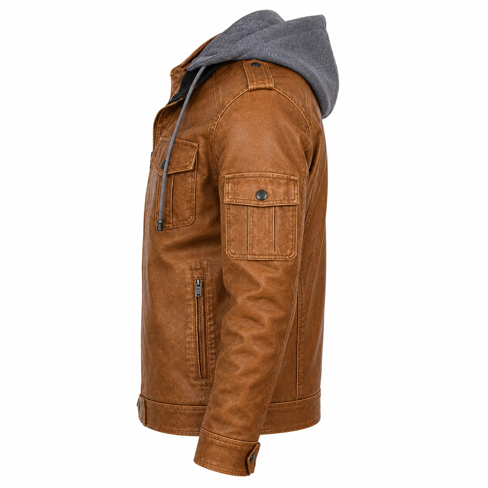Men's brown leather winter jacket back – RXD Leather