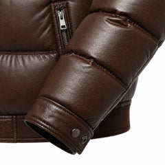 Men's warm brown leather winter coat – RXD Leather