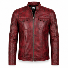Men's burgundy cowhide aviator flight leather jacket – RXD Leather