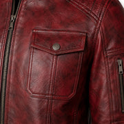 Men's burgundy flight leather jacket back – RXD Leather