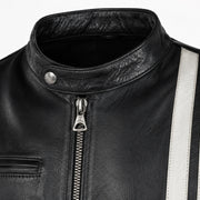 Men's black aviator jacket with white stripes – RXD Leather