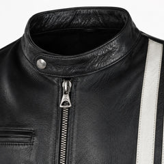 Men's black aviator jacket with white stripes – RXD Leather