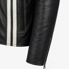 Men's Calf Leather Aviator Jacket with White Stripes Vintage Style - RXD Leather & 00271