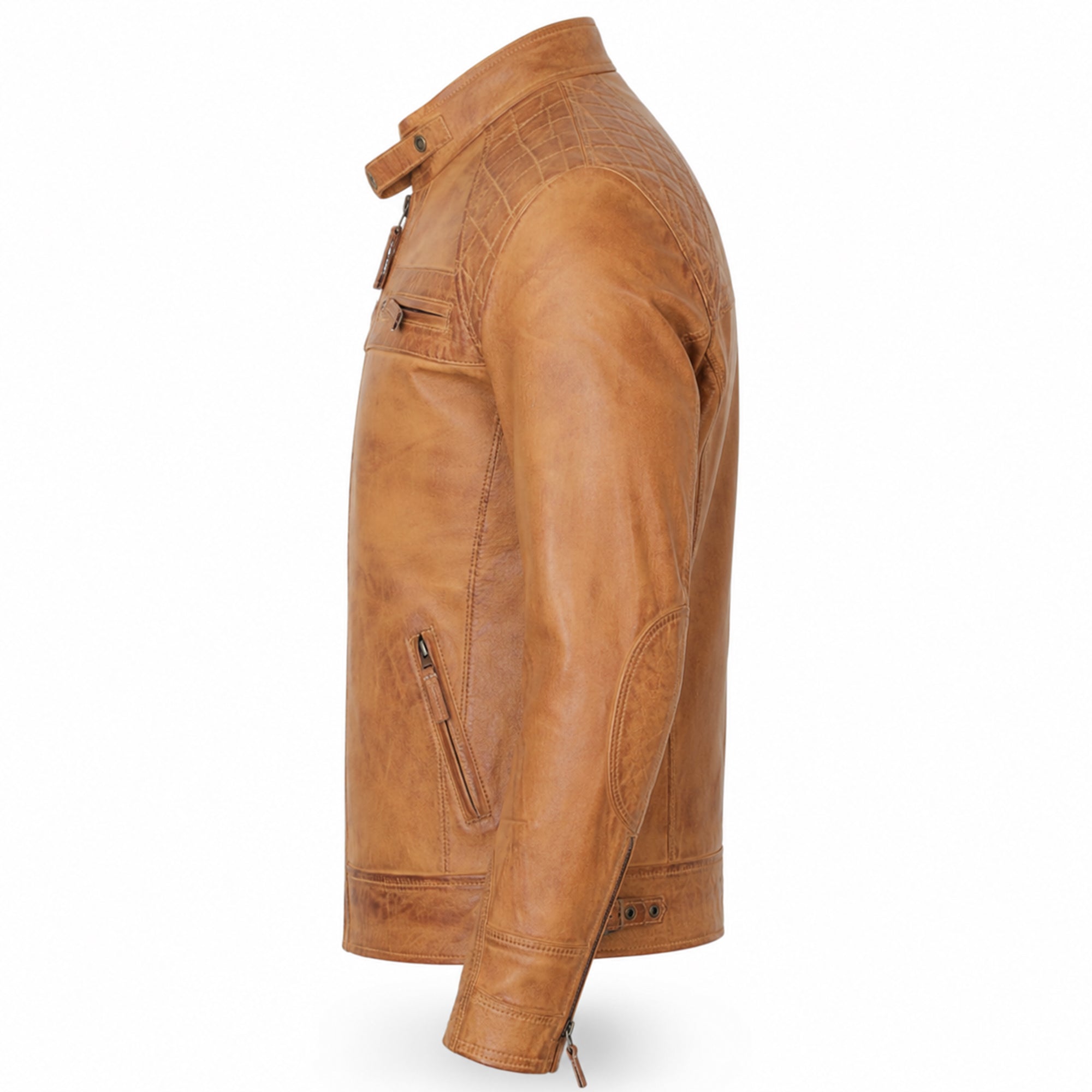 Men's camel leather flight jacket back – RXD Leather