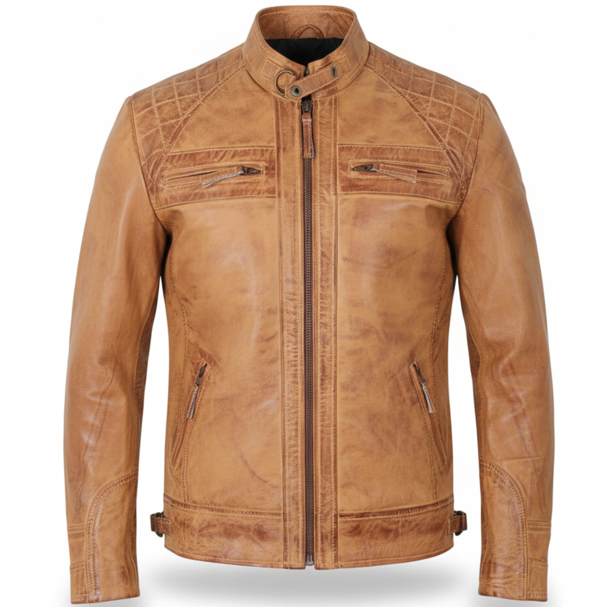 Men's camel quilted leather aviator flight jacket – RXD Leather
