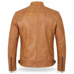 Men's camel quilted leather flight jacket – RXD Leather